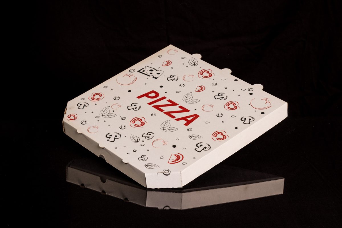 Pizza doboz 32/3cm csapott sarkú Fehér Pizza grafikával